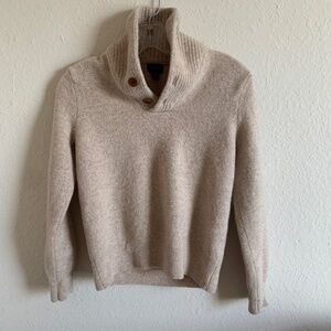 J.Crew Boys M 100% Wool Shawl Collar Sweater Oatmeal Beige Pullover